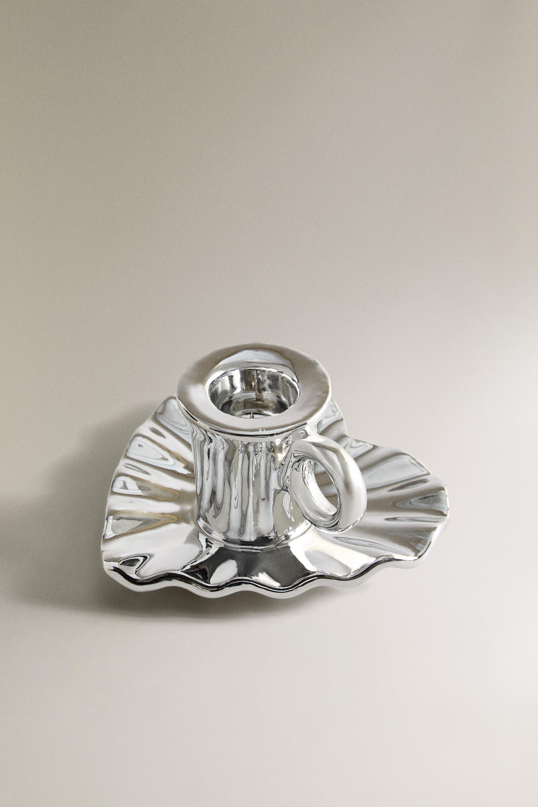 ポーセリン製ハート クリスマスキャンドルホルダー - シルバー | ZARA