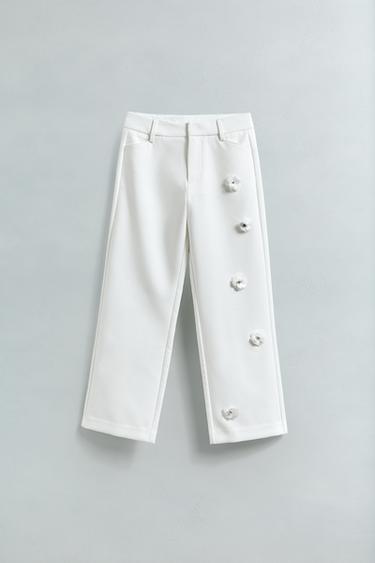 PANTALON À FLEURS 3D - Blanc de Zara - Image 3