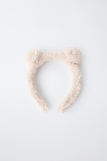 FAUX FUR EARS HEADBAND — Ecru 2