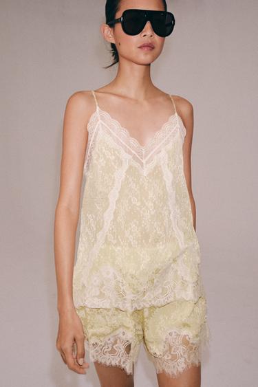 TOP JACQUARD DENTELLE ZW COLLECTION - Jaune pastel de Zara - Image 2