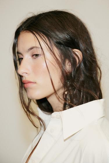CHEMISE EN POPELINE - Écru de Zara - Image 3