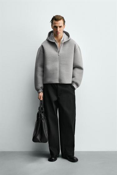 SUDADERA COMPACTA BOXY FIT CREMALLERA - Gris claro de Zara - Imagen 0
