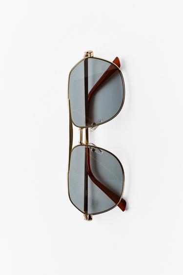 METAL AVIATOR SUNGLASSES - Golden by Zara