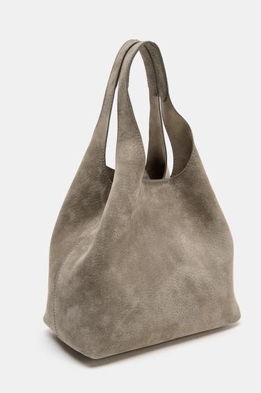 LEATHER MINI TOTE BAG - Grey by Zara - Image 5