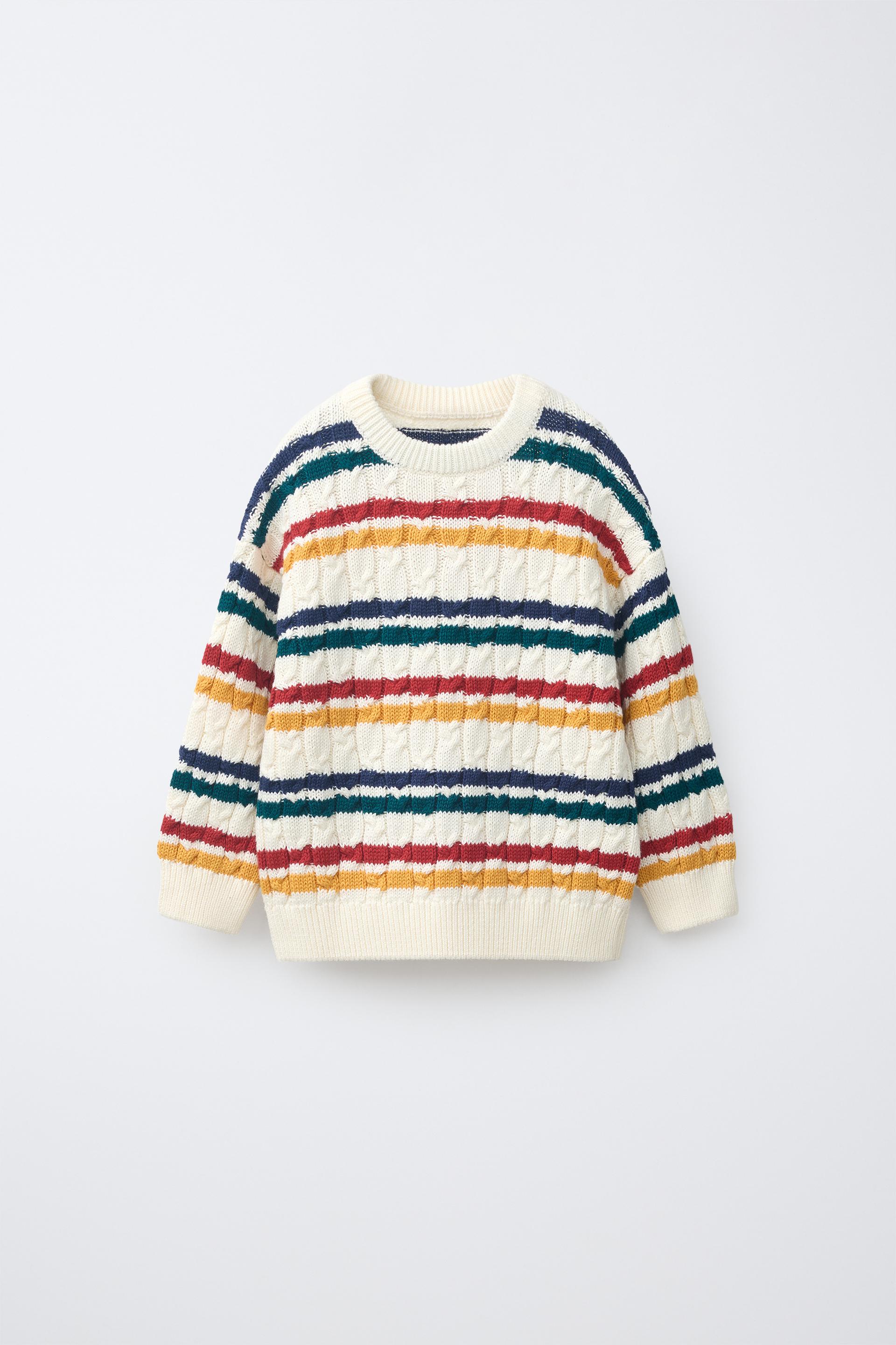 Cable-Knit Striped Jumper