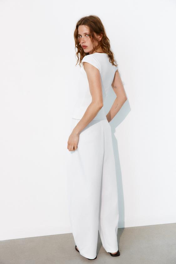 PANTALON BALLON À PLIS - Blanc de Zara - Image 5
