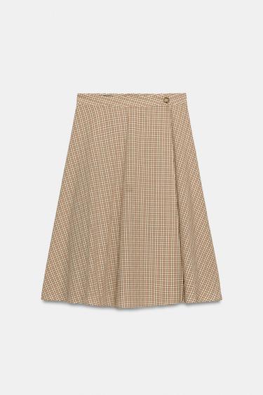CHECK MIDI SKIRT - Ecru / Beige by Zara - Image 0