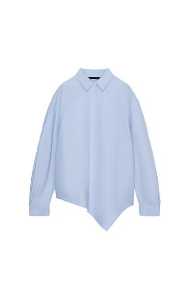 アシンメトリー オックスフォードシャツブルーZaraのアシンメトリー オックスフォードシャツ - ブルー 