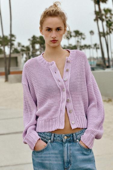 GILET EN GROSSE MAILLE - Lilas de Zara - Image 3