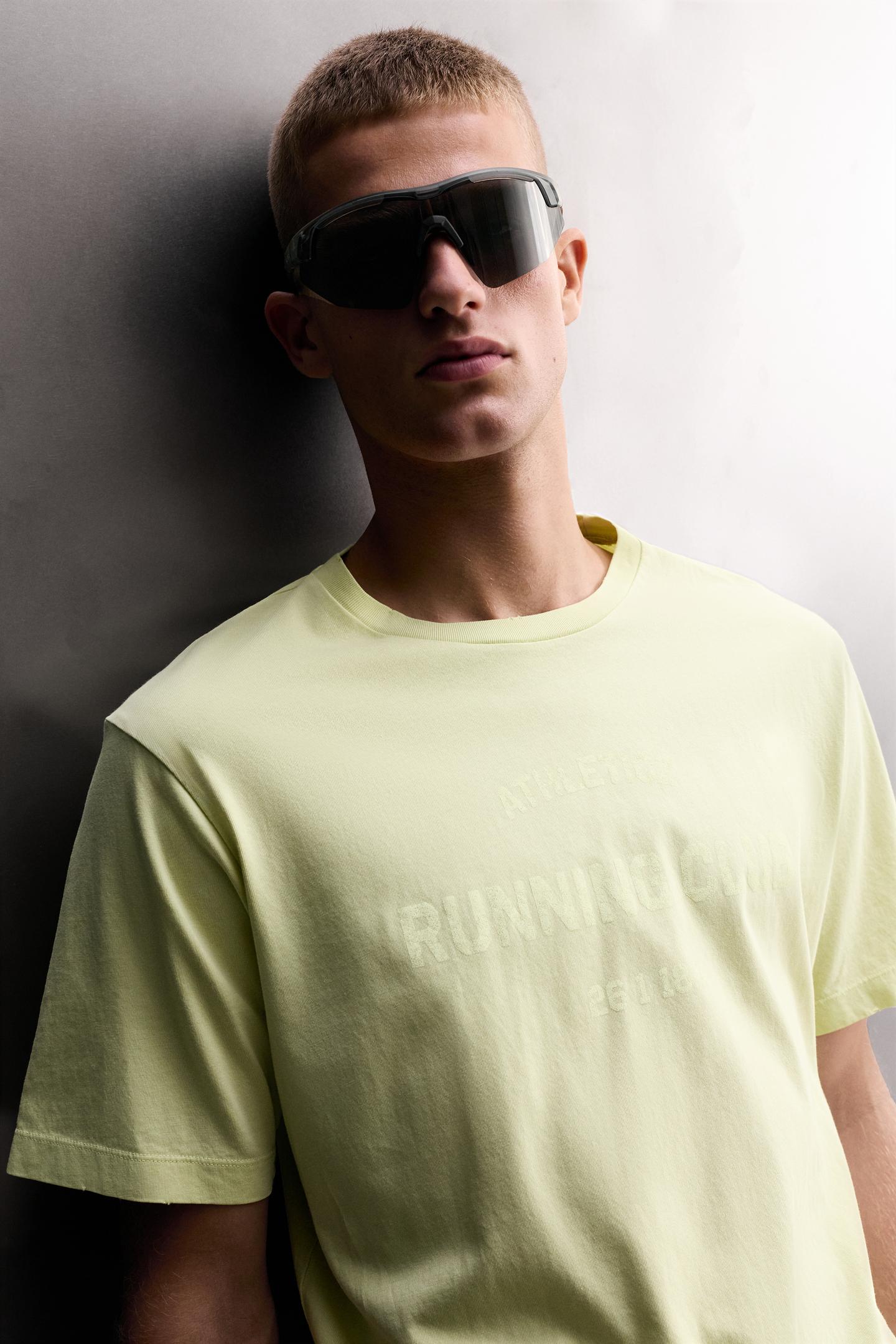 Мужская футболка Zara Cotton Running, цвет: Жёлтый — фото 5