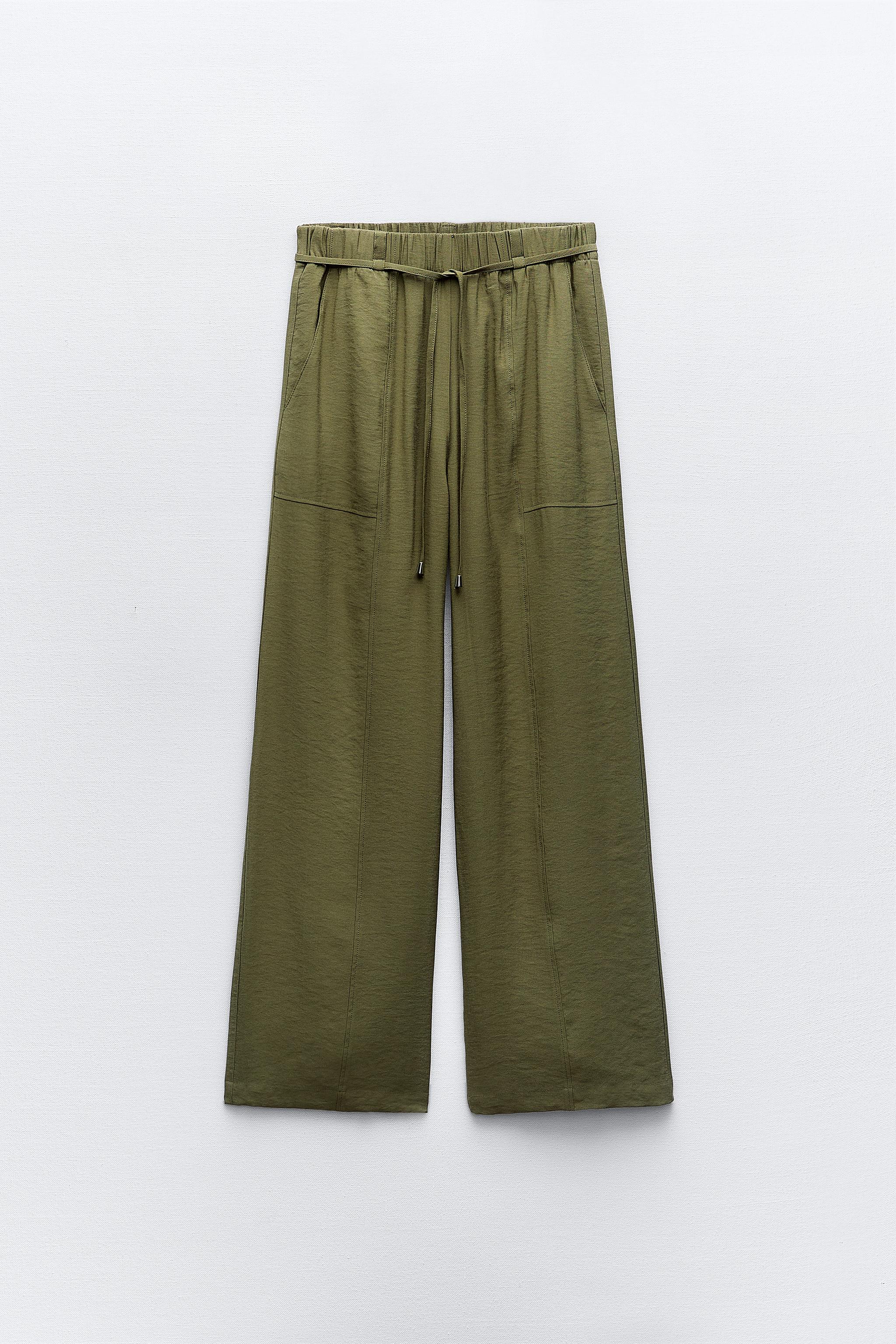 Zara ELASTIC WAIST WIDE LEG PANTS - 04387079-800