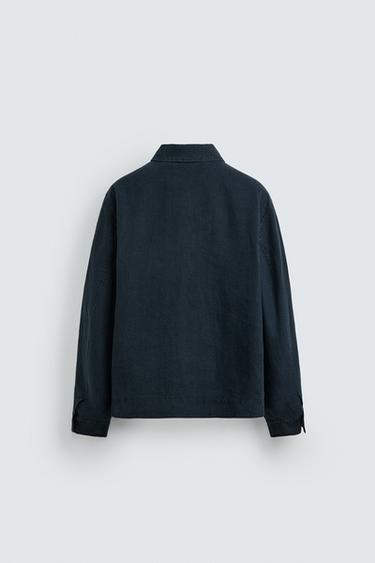 REGULAR FIT 100% LINEN JACKET - Dark navy by Zara - Image 8