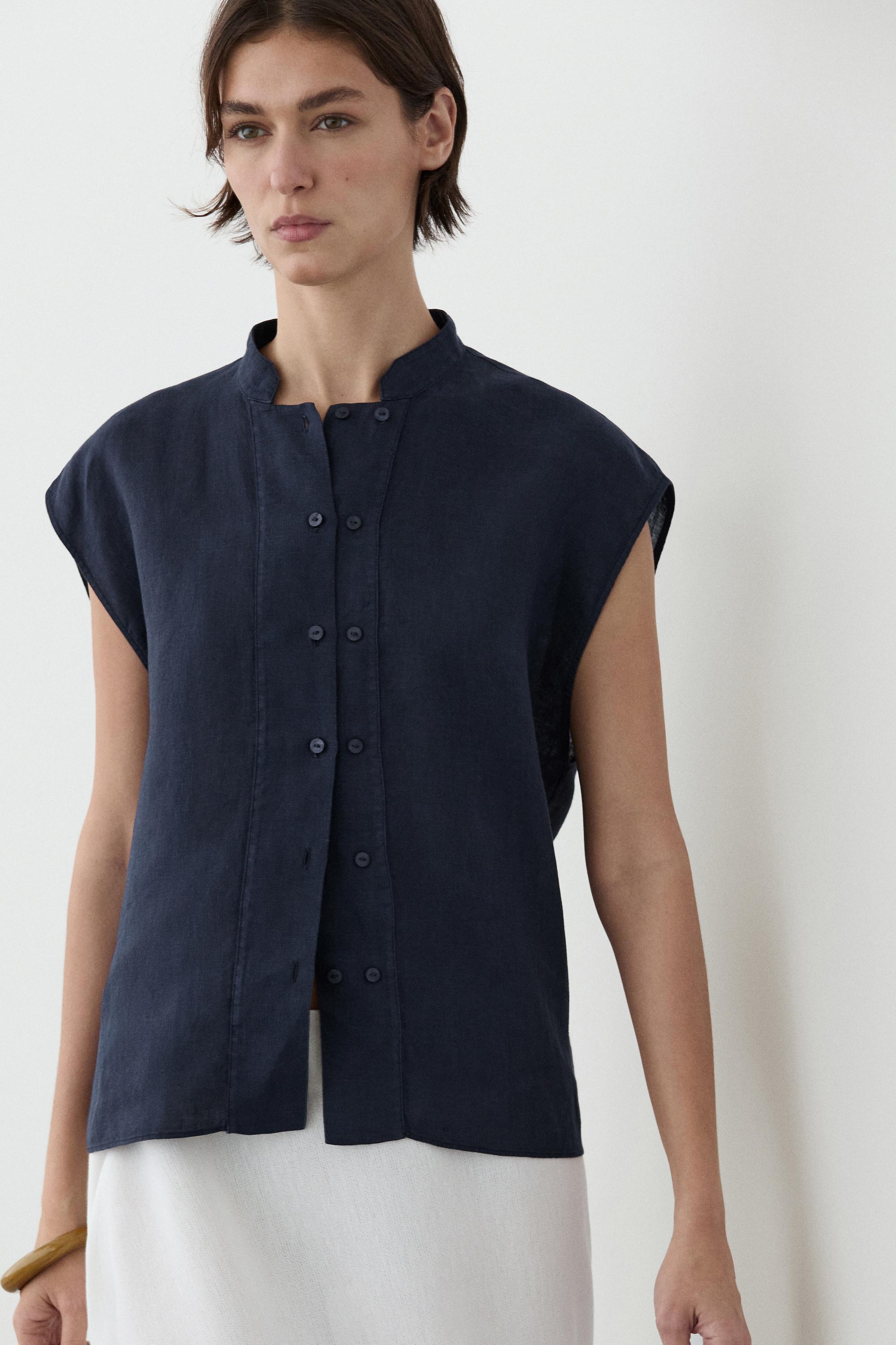 Chemise fluide à boutons 100 % lin