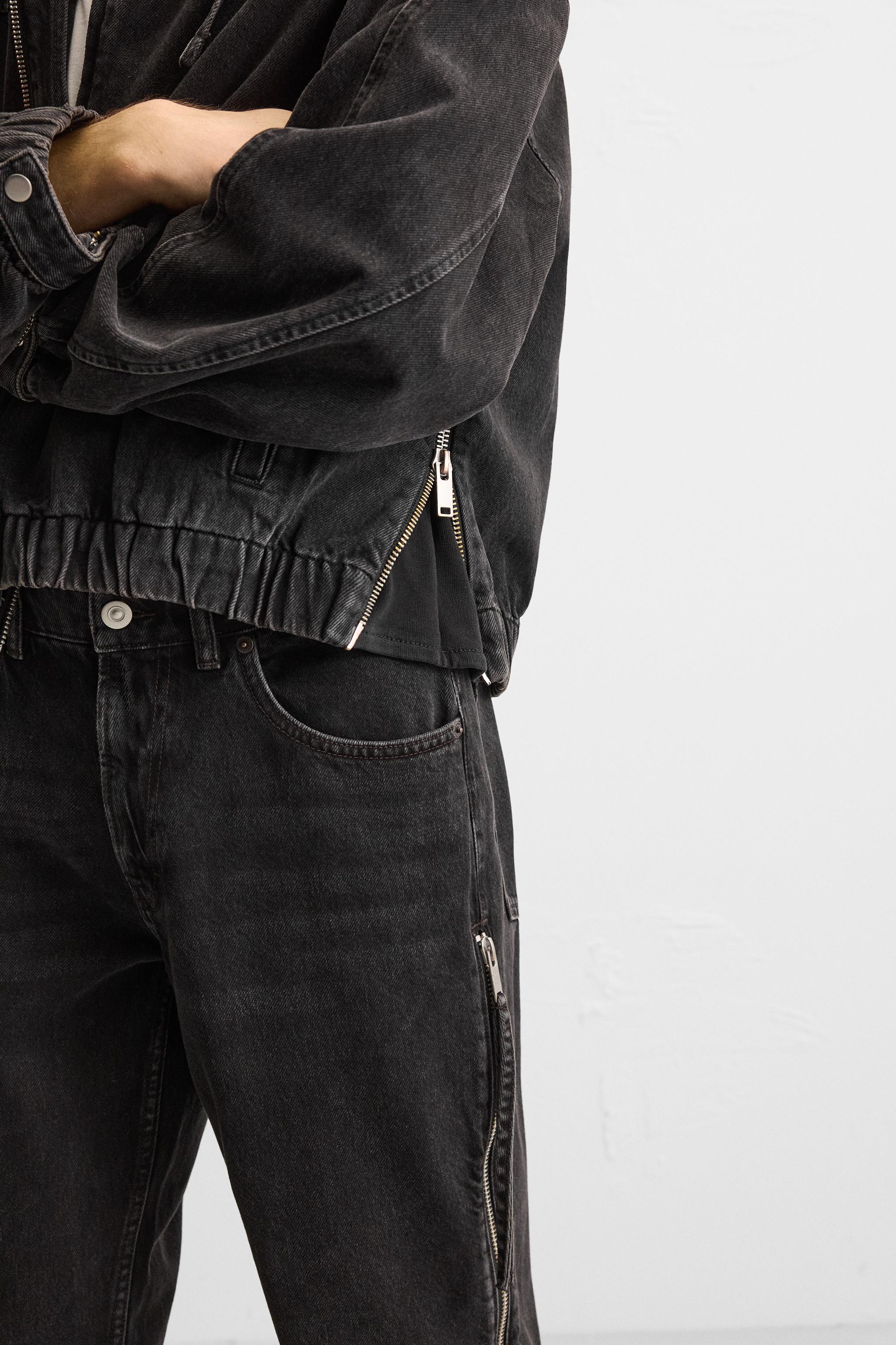フレアフィットジッパーデニムパンツ - ブラック | ZARA Japan