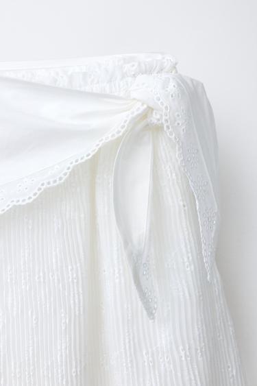 JUPE MI-LONGUE PLISSÉE FOULARD - Blanc de Zara - Image 2