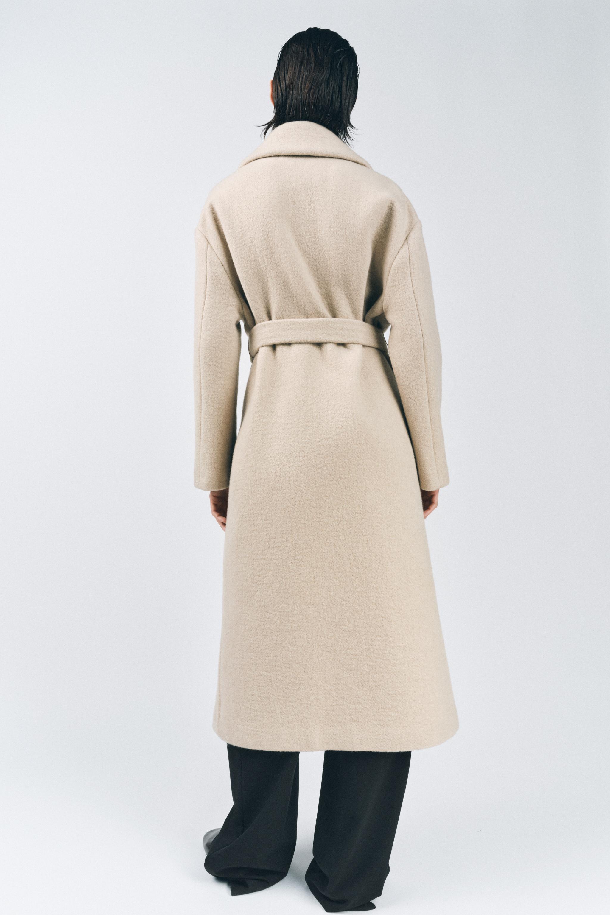 ZARA - ザラ ショールカラー ロングコート フード付き ベルト