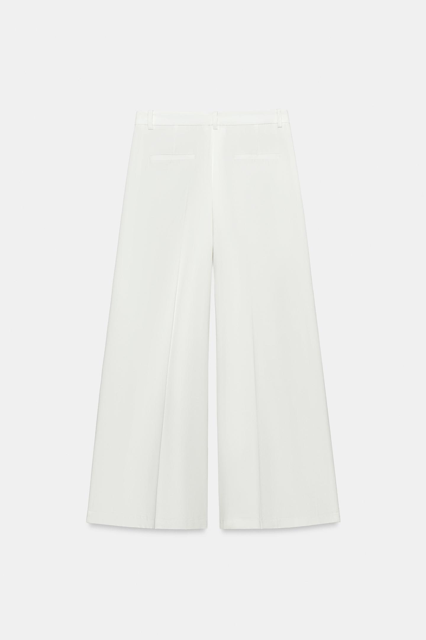 Женские брюки Zara ZW Collection Pleated Wide Leg, цвет: Белый — фото 9