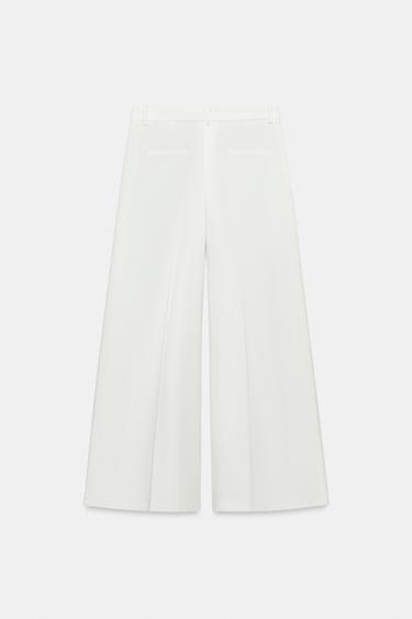 PANTALON WIDE LEG PLISSÉ ZW COLLECTION - Blanc de Zara - Image 8