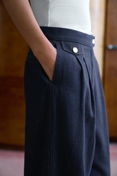 PANTALON Z1975 LARGE À PINCES - Bleu de Zara - Image 2