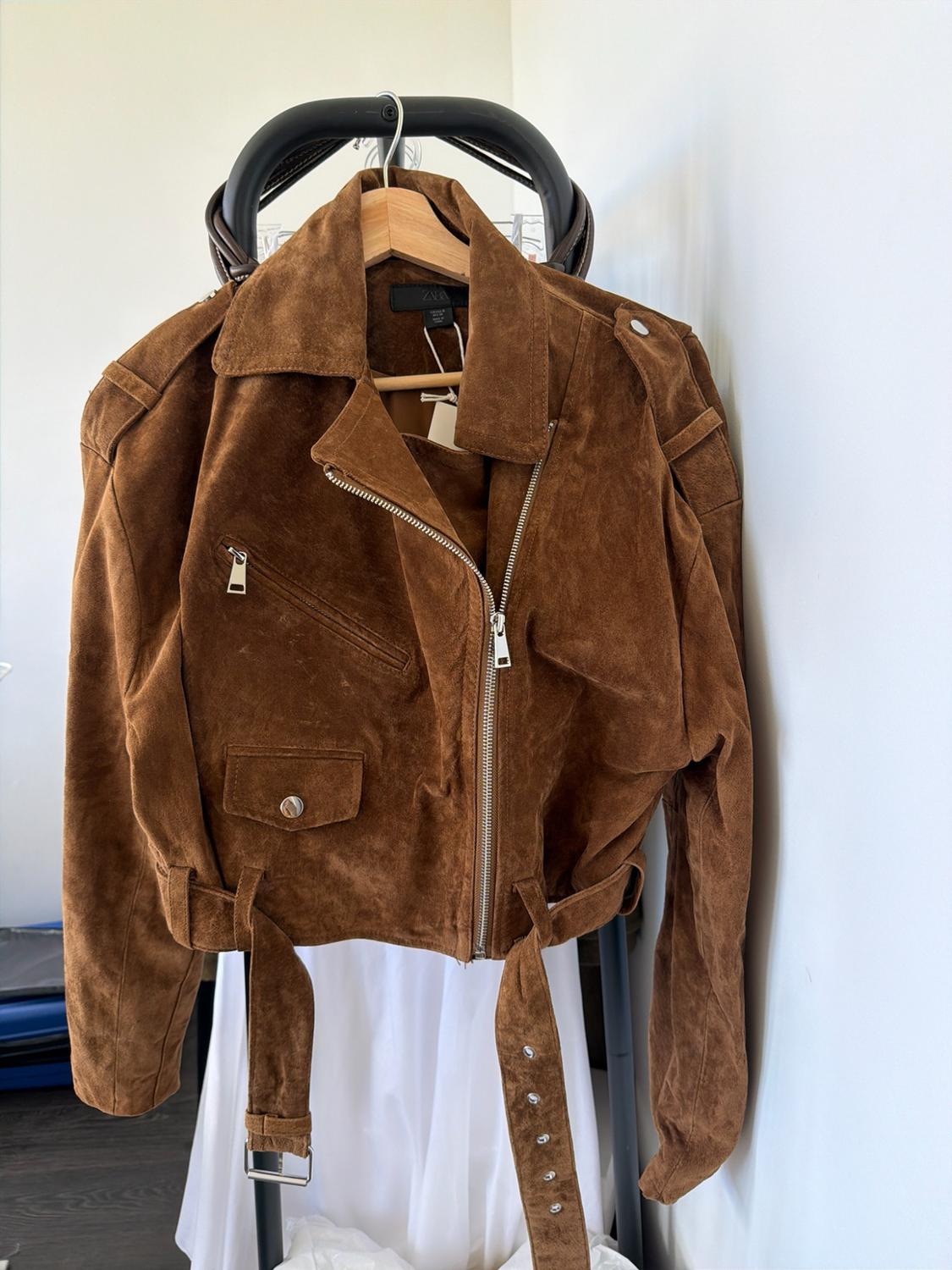 SHORT 100% SUEDE LEATHER JACKET WITH BELT - Image 7