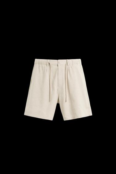 Zara LINEN BLEND SHORTS - Light beige - Image 0