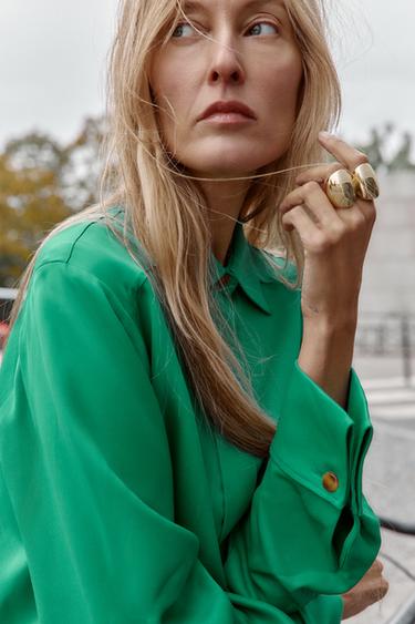 DOUBLE METAL RING - Golden by Zara