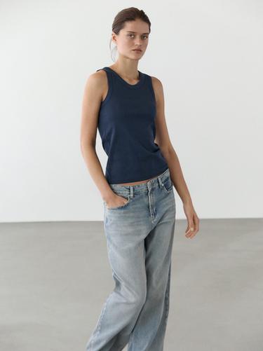 Cotton blend halter top — Navy blue 2