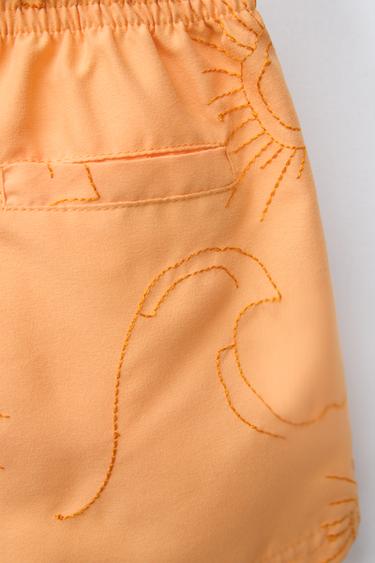2-6 YEARS/ SWIM SHORTS WITH EMBROIDERED SUNS - Orange by Zara - Image 3