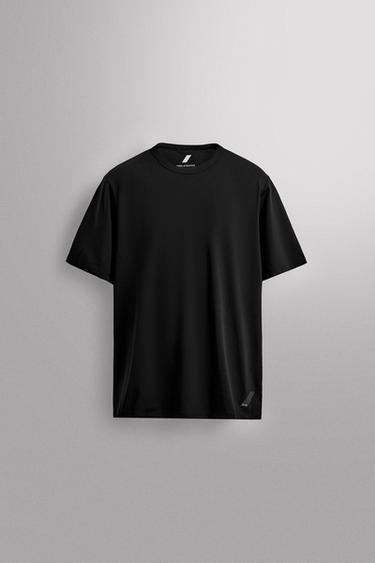 TECHNICAL COTTON BLEND T-SHIRT - Black by Zara