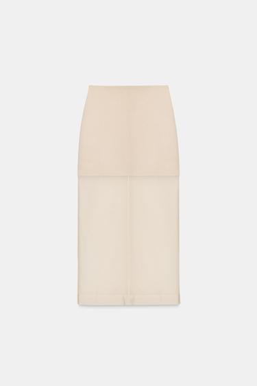 تنورة MIDI محبوكة ومدمجة - خَام by Zara