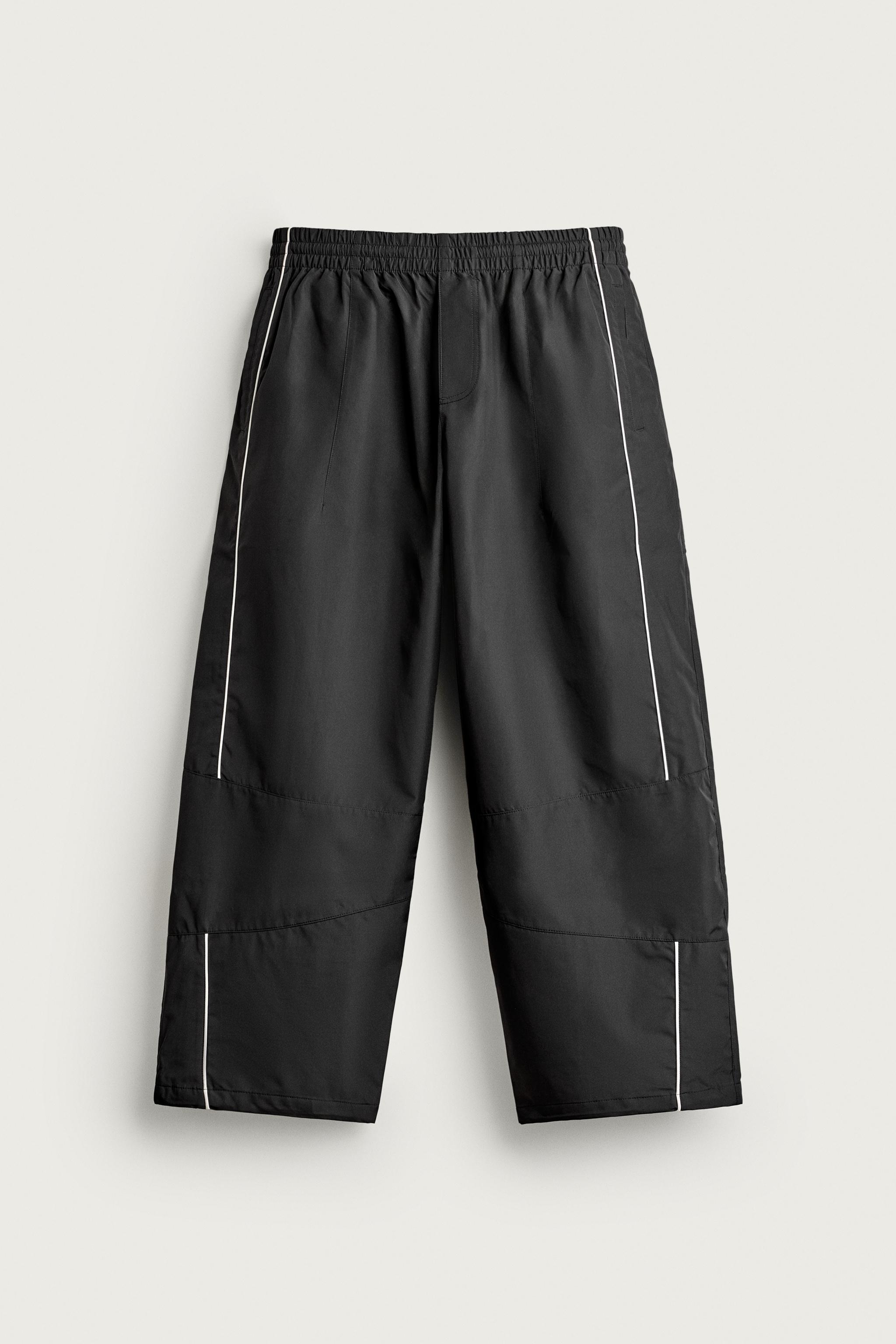 WATER REPELLENT CONTRAST TECHNICAL TROUSERS — Black