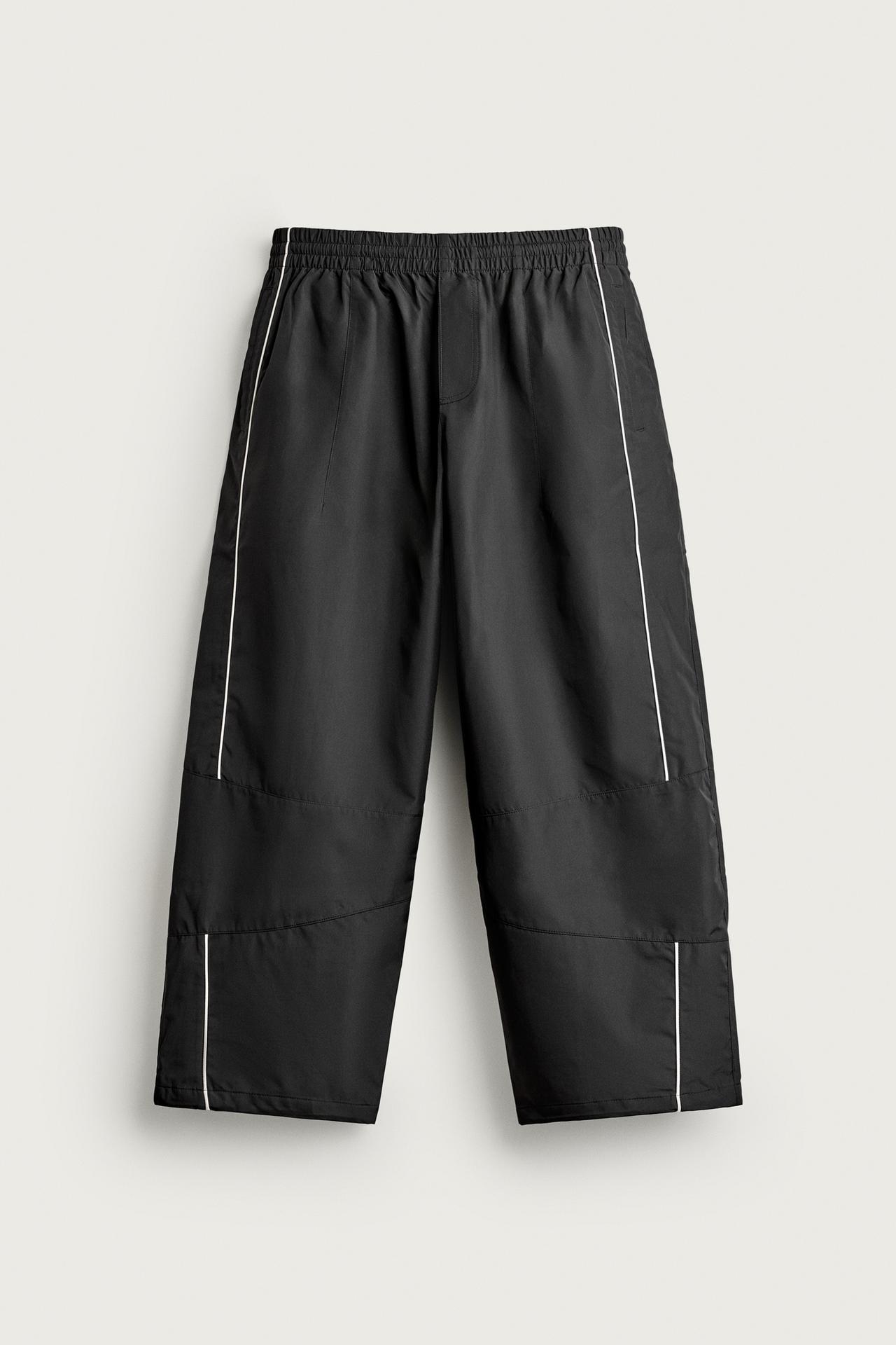 WATER-REPELLENT CONTRAST TECHNICAL PANTS — Black