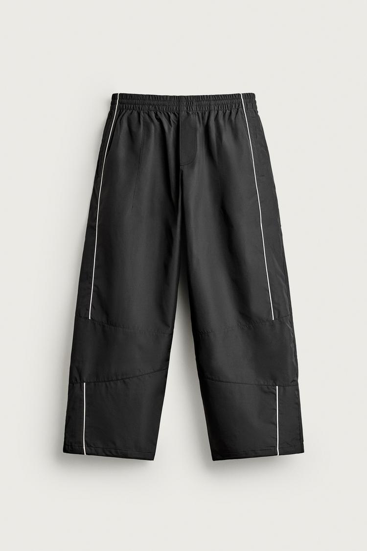 WATER-REPELLENT CONTRAST TECHNICAL PANTS — Black
