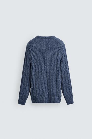 PULL STRUCTURÉ À TORSADES - Bleu de Zara - Image 7