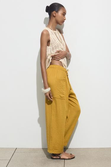 RUSTIC TROUSERS WITH ELASTIC WAIST - Curry by Zara - Image 2