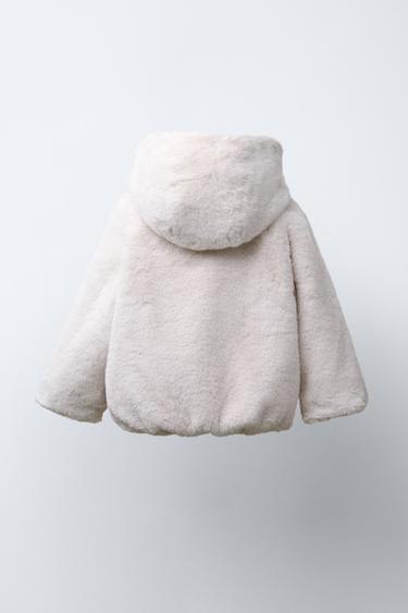 VESTE À CAPUCHE EFFET FOURRURE - Écru de Zara - Image 3