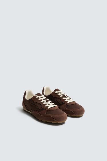 TÊNIS ESTILO RETRÔ - Marrom da Zara