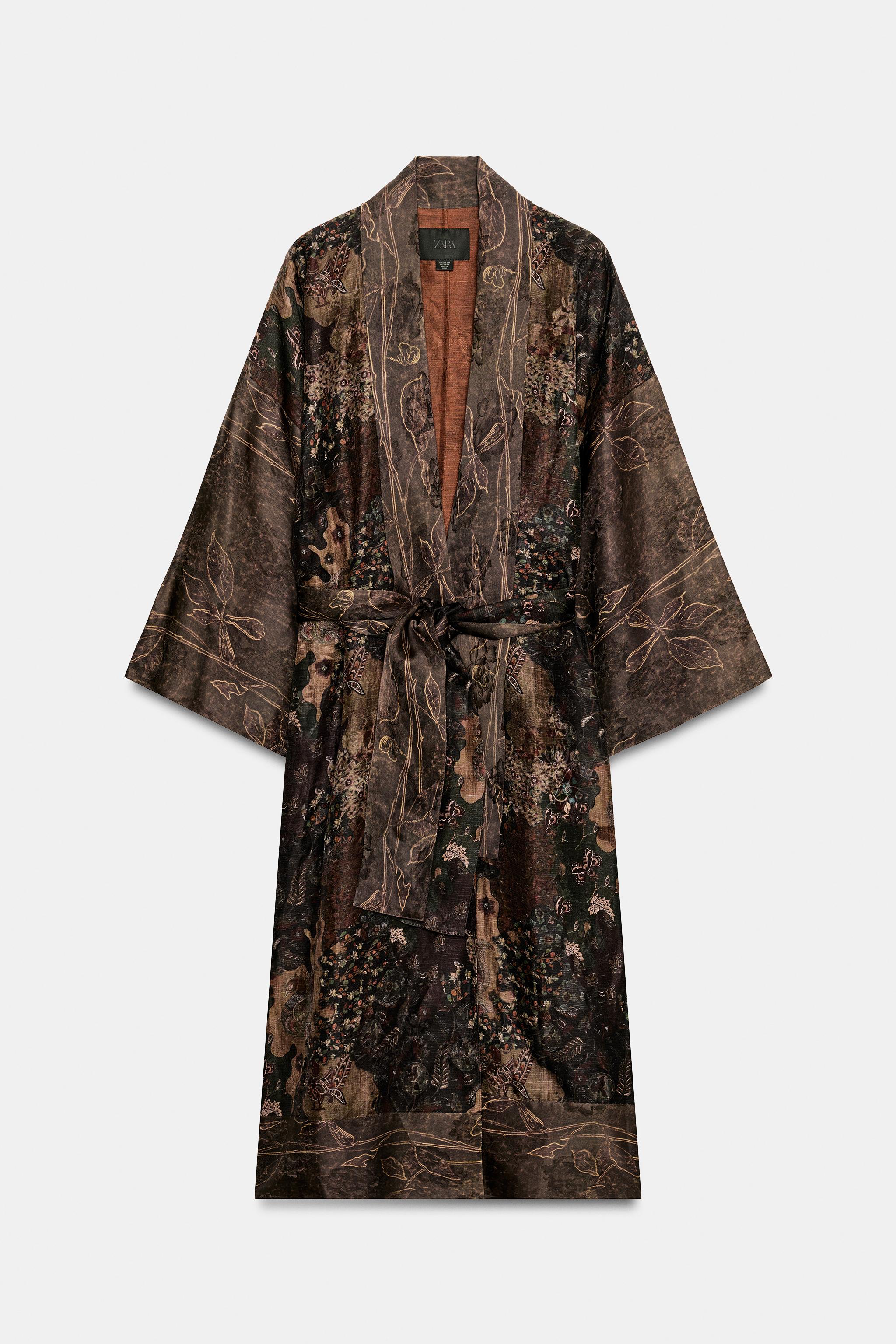 Zara İşlemeli Keten Kimono görsel 5