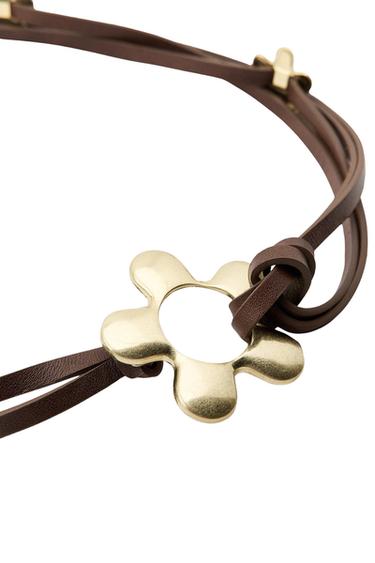 CINTURÓN CORDÓN PIEL FLORES - Marrón de Zara