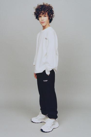 TEXT JOGGERS - Navy blue by Zara