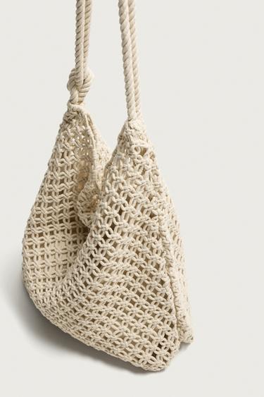 SAC PORTÉ ÉPAULE MACRAMÉ - Marron sable de Zara - Image 6