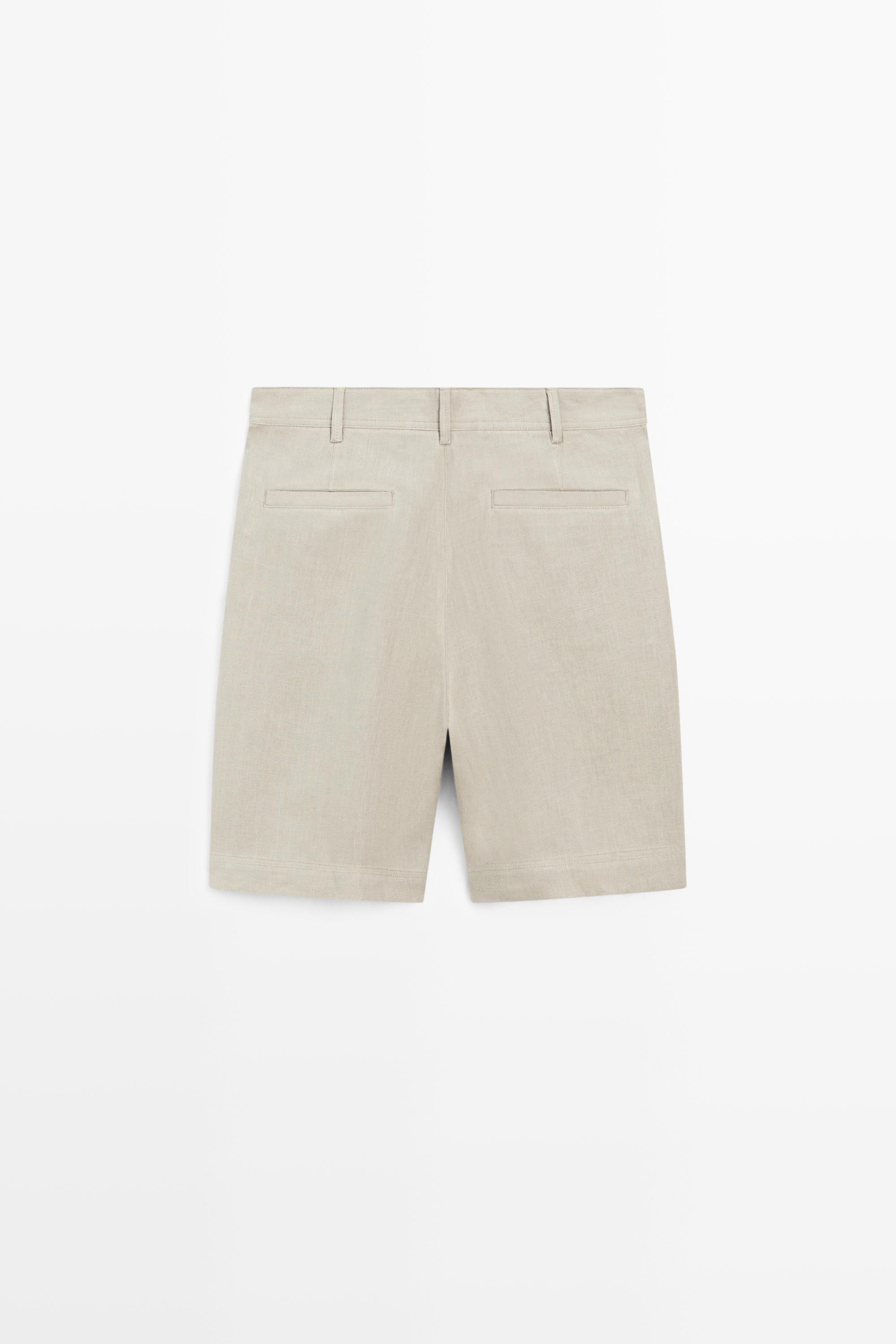 100% linen short Bermuda shorts