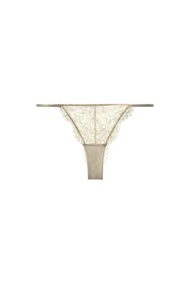 Zara LACE PANTIES - Ecru