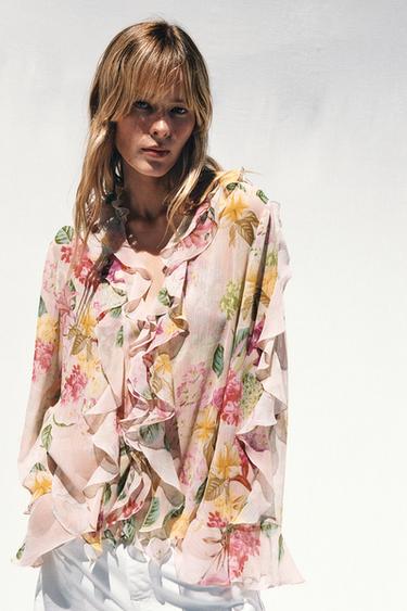 CAMISA VOLANTES ESTAMPADO FLORAL - Multicolor de Zara