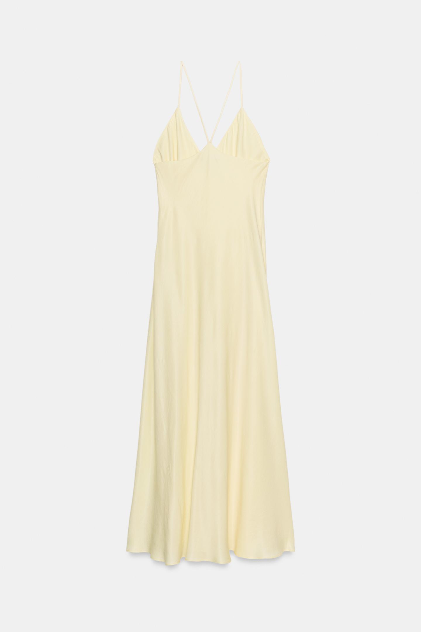Женское платье Zara ZW Collection Slip, цвет: Пастельный жёлтый — фото 6