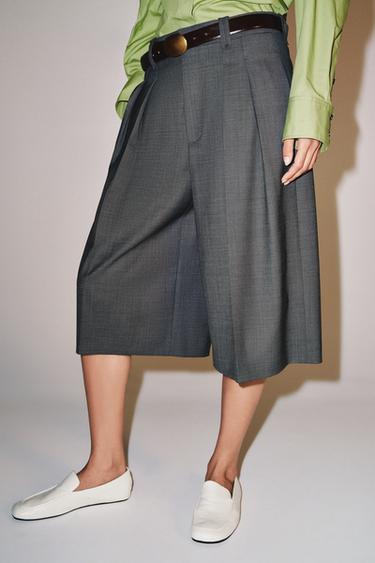 ZW COLLECTION WOOL BLEND TAILORED BERMUDA SHORTS - Grey marl by Zara