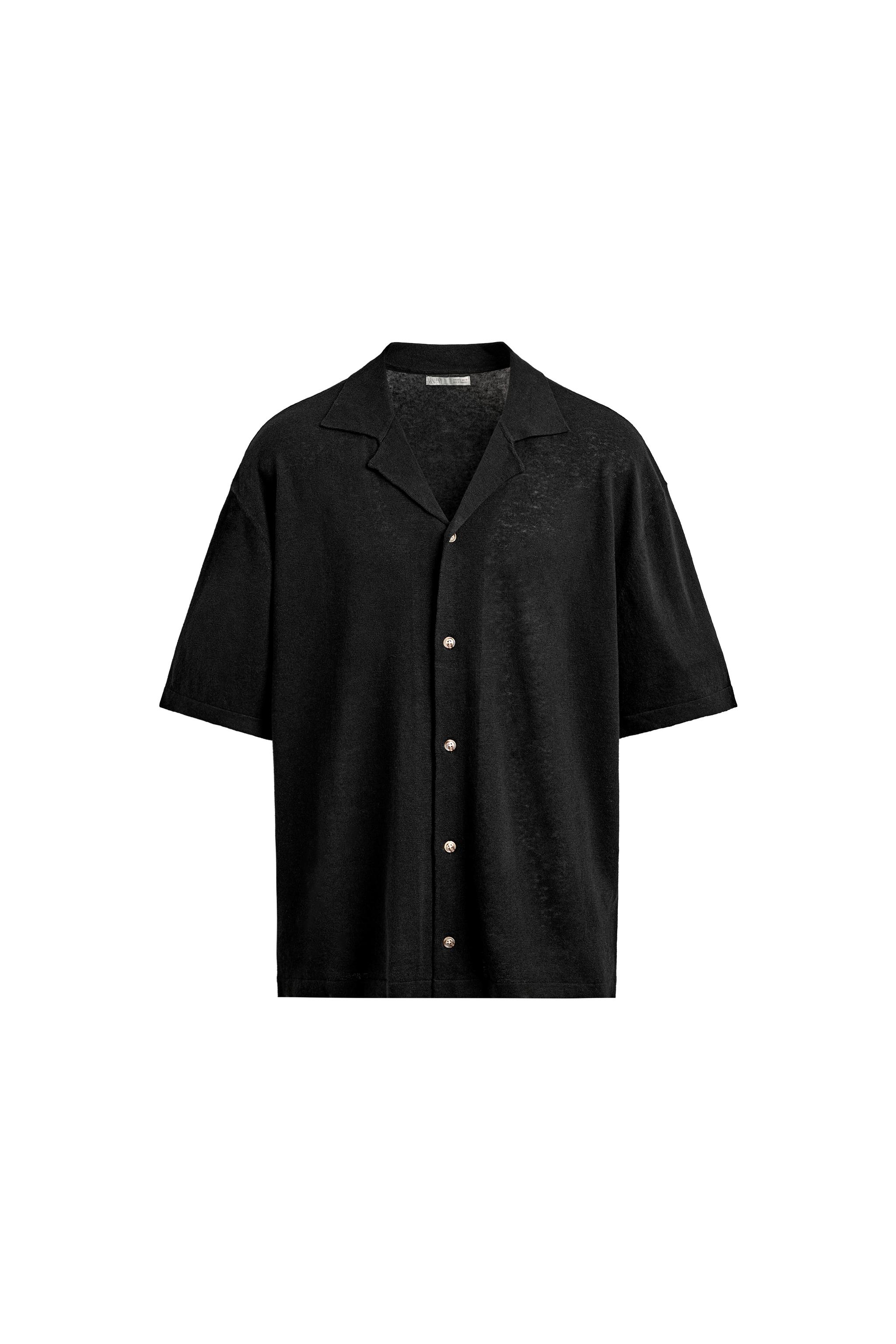 sara品です コットン/リネンニットシャツ - ブラック | ZARA Japan / 日本