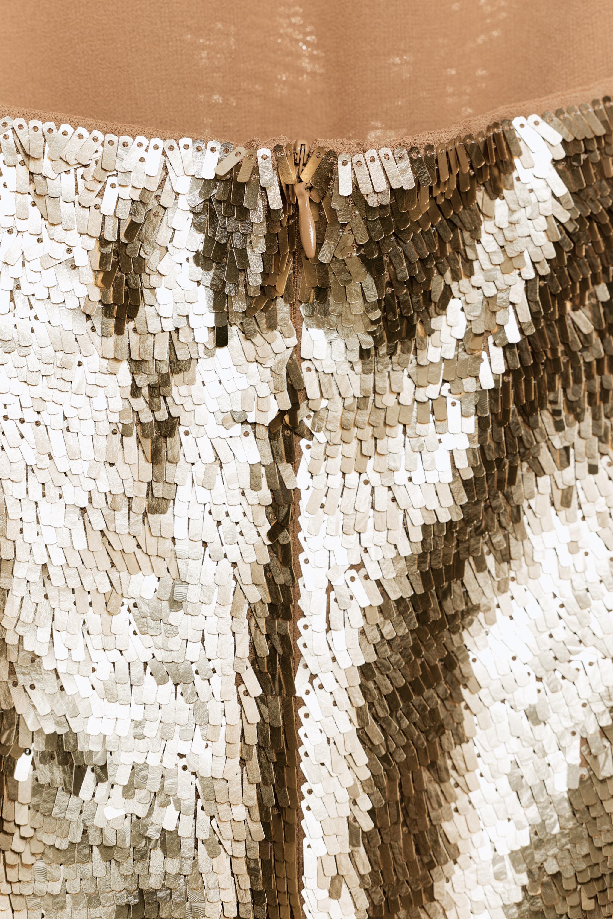 Женские платья Zara SEQUIN DRAPED HALTER MINI DRESS — фото 6