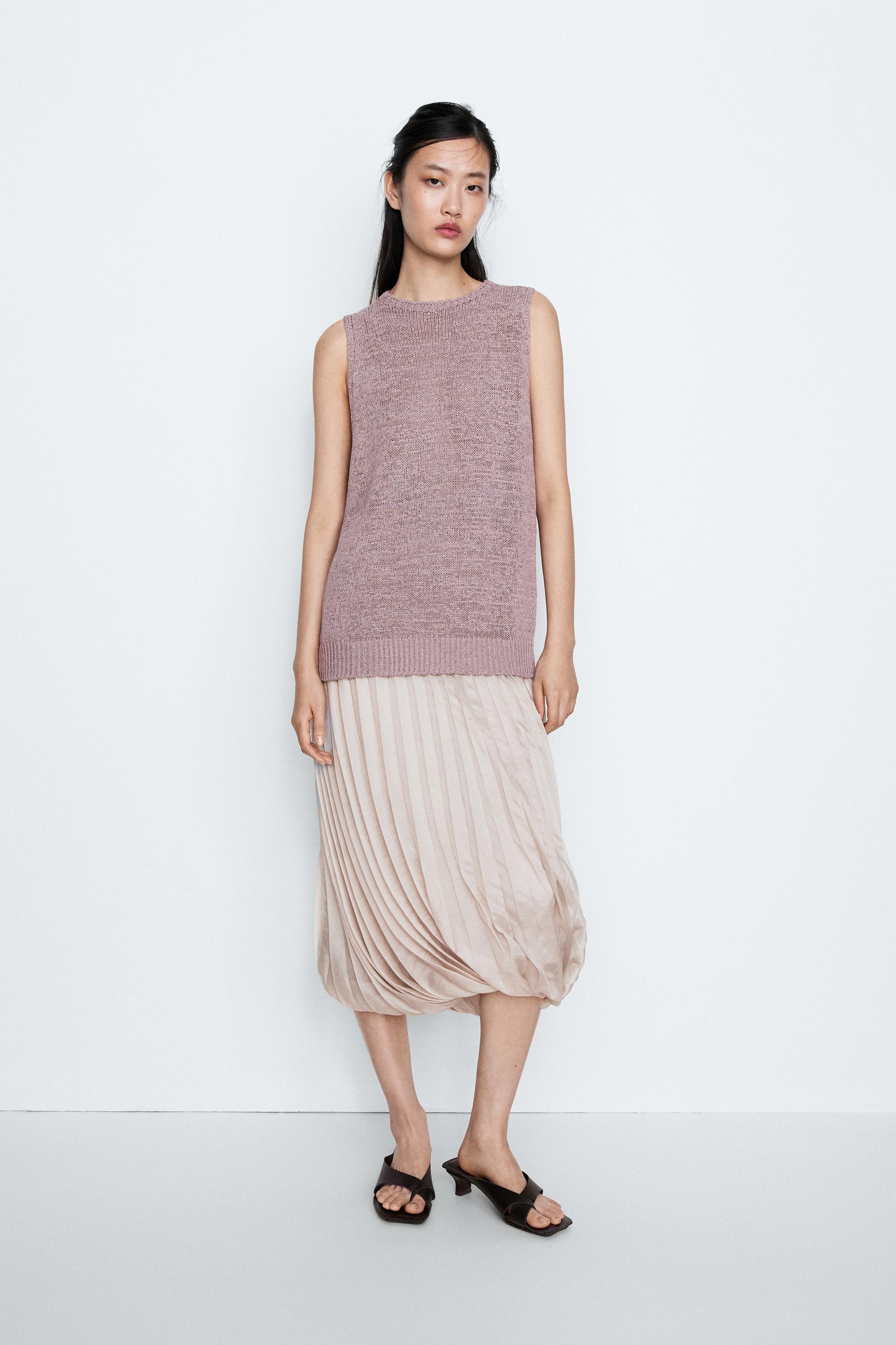 STUDIO Silk-Blend Knit Halter Top - Plum | ZARA United States