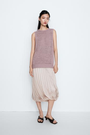 Zara STUDIO Silk-Blend Knit Halter Top - Plum - Image 0